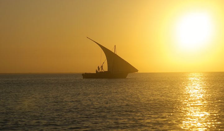 View of a dhow off the shores of Mozambique