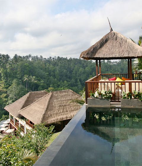 The luxury hotel of Hanging Gardens in Ubud