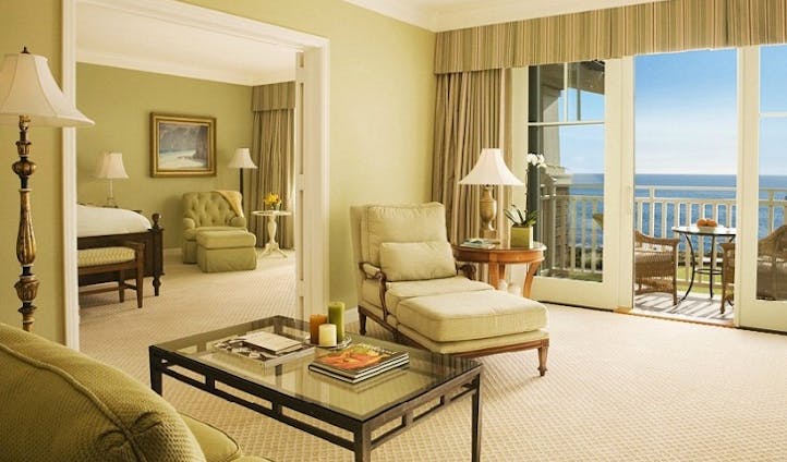 A bedroom with sea views at Montage Laguna Beach, USA