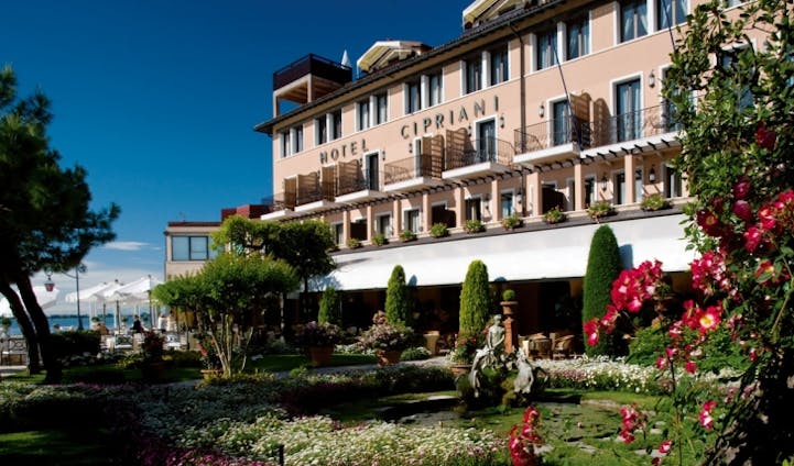 VENICE, ITALY -9 APR 2019- View of the Belmond Hotel Cipriani, a