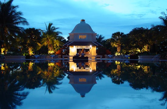The hotel pool replicating the ancient bathing pools of the Khmer Kings