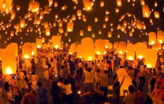 A sea of lanterns