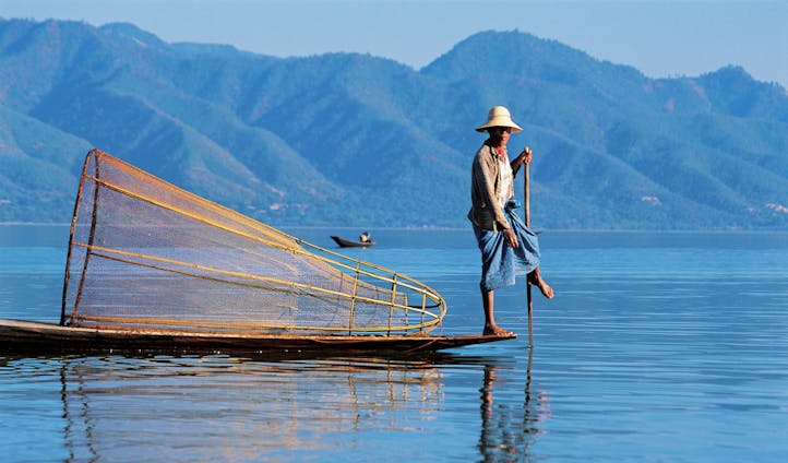 View of mountains on Inle Lake