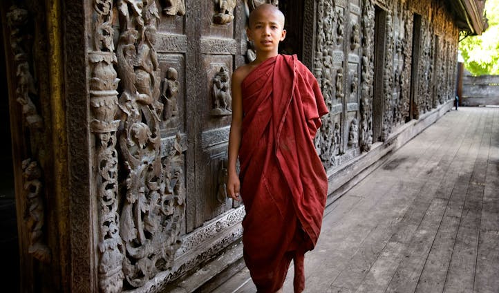 Monk in monastery in Myanmar