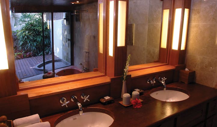 Luxury hotel bathroom at Jimbaran Puri, Bali, Indonesia