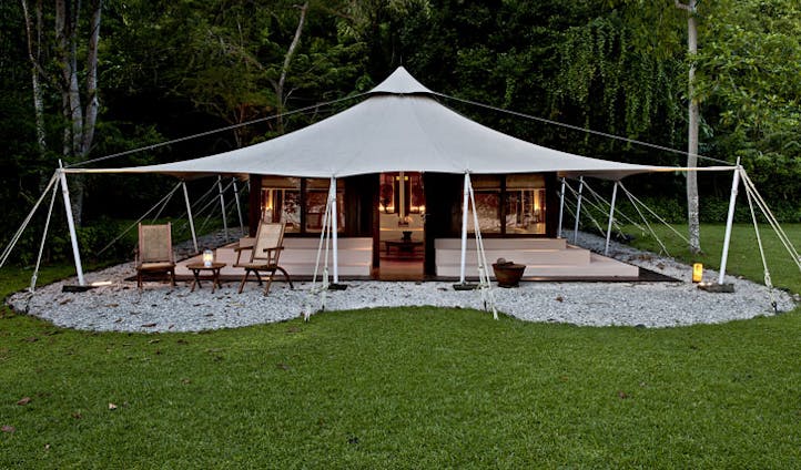 Luxury hotel tent at Amanwana on Mojo Island, Indonesia