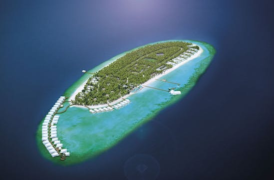 Aerial view of the Amilla Fushi, The maldives