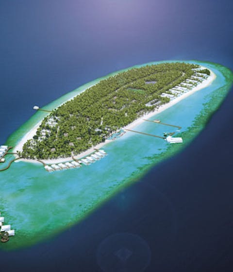 Aerial view of the Amilla Fushi, The maldives
