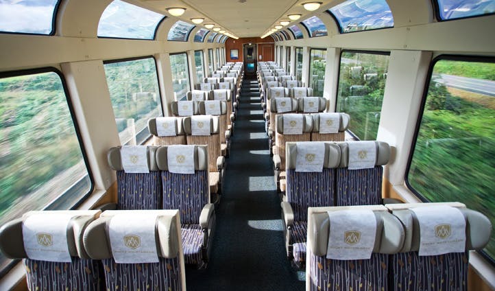 The glass roofed cabin on the Rocky Mountaineer