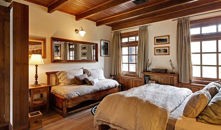 A bedroom at the Estancia Lodge, Chile
