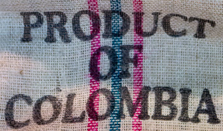 A coffee bean sack from Colombia
