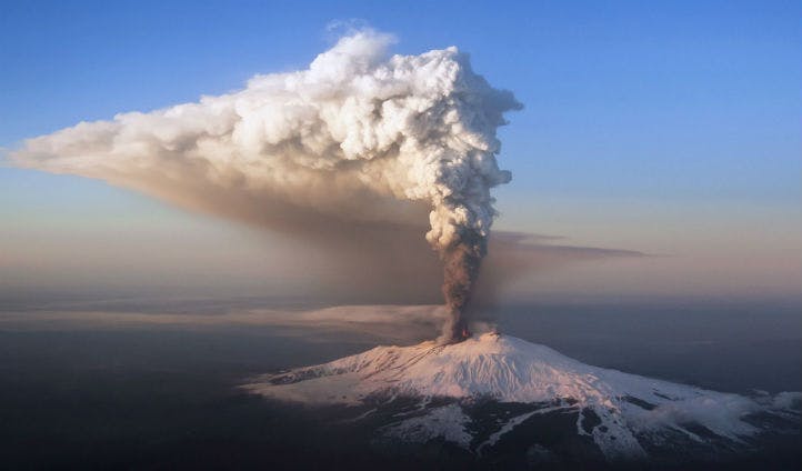 helicopter journey over Iceland's active volcano