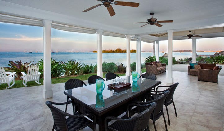 An outdoor dining area, Sunset Key Resort, Florida Keys, USA