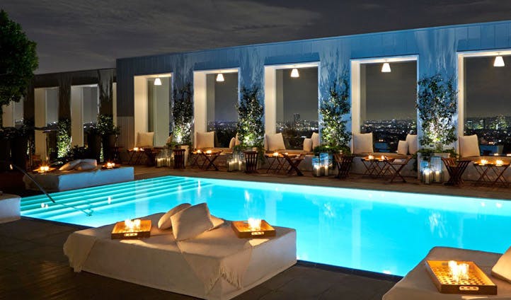 The pool at night at the Mondrian
