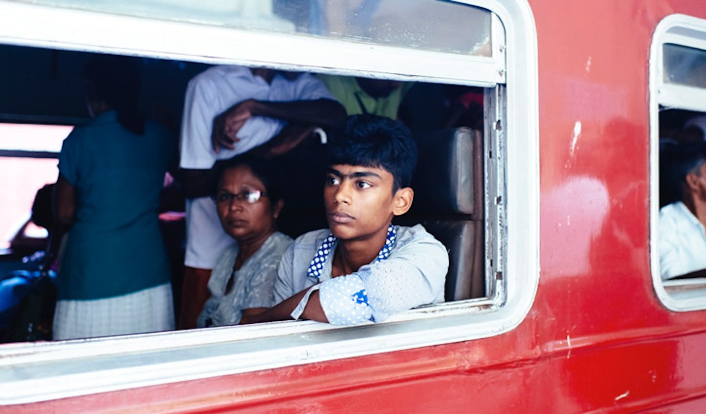Locals on a train from Colombo