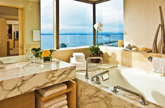 A luxury bathroom at the Four Seasons, Seattle