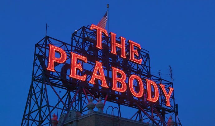 The Peabody hotel's sign
