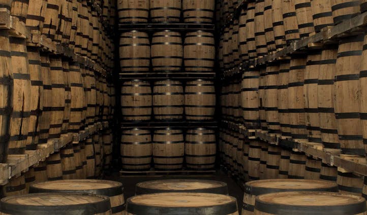 Whisky barrels in the Crown Royal warehouse