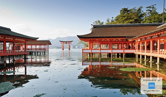 Japanese buildings on water
