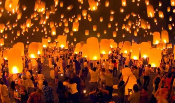 A sea of lanterns