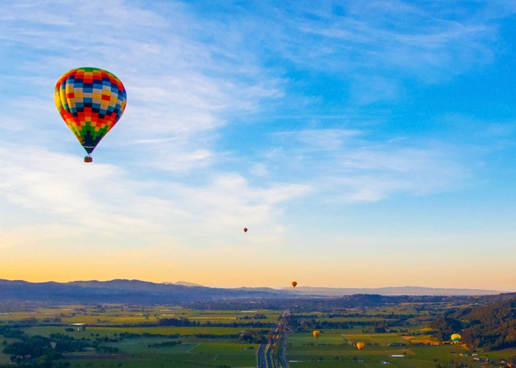 Private hot air balloon over Napa Valley