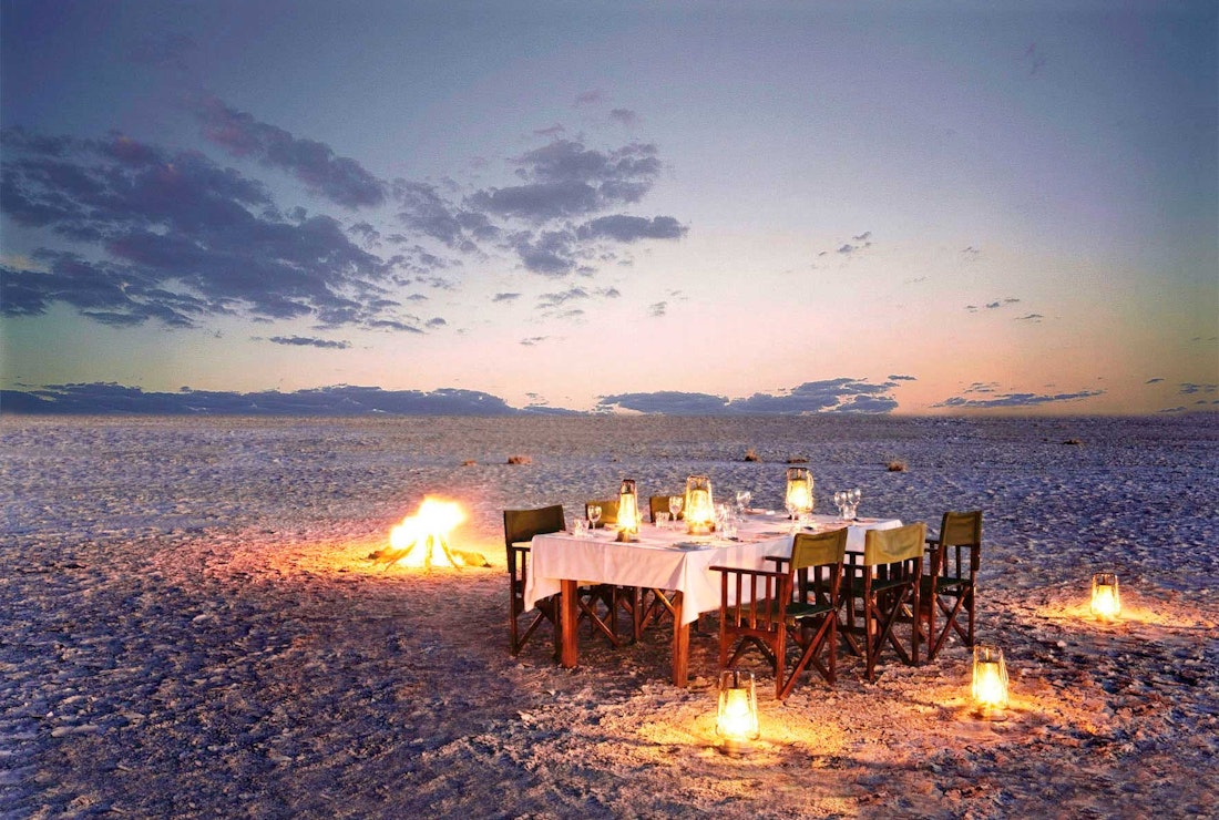 A luxury private dinner at Jack's Camp, Botswana