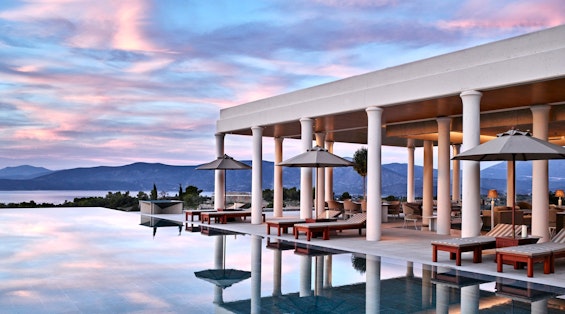 Amanzoe sea view from the pool