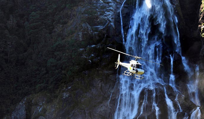 Helicopter ride to Milford Sound