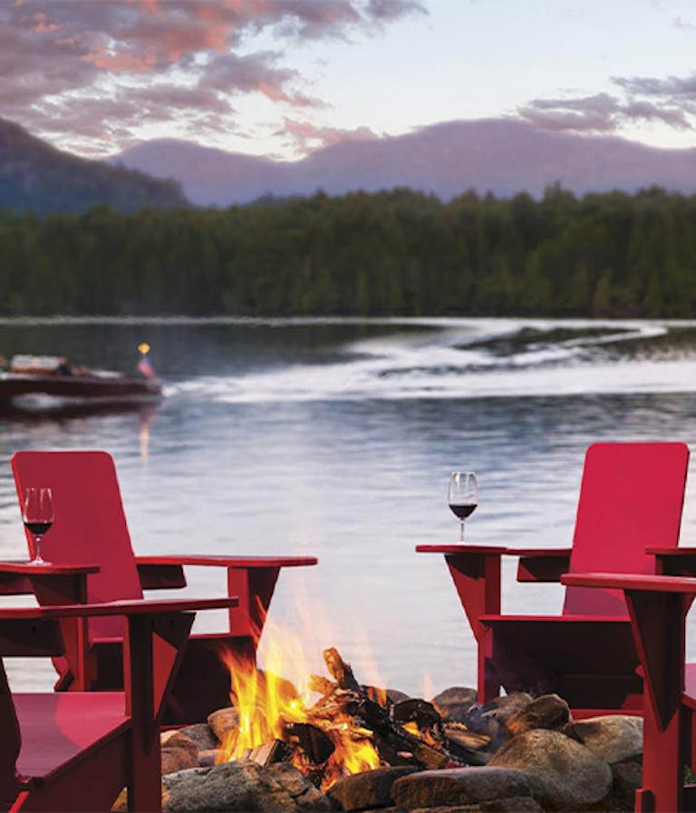 Lake Placid Lodge Adirondack Chairs Evening Lake
