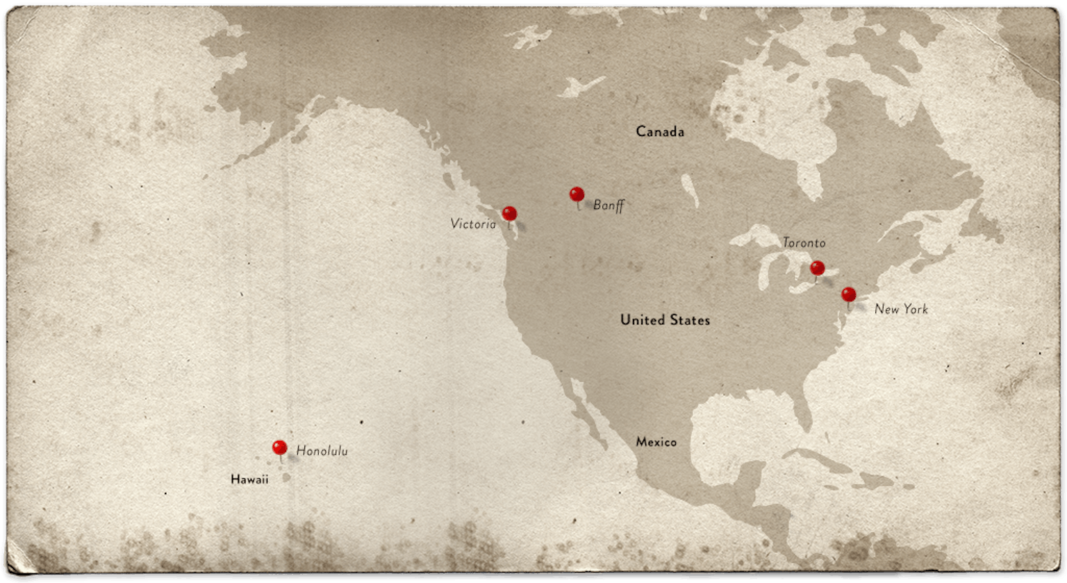 Agatha Christie North America map