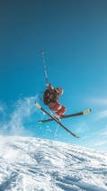 Skiier in the air, luxury holidays USA