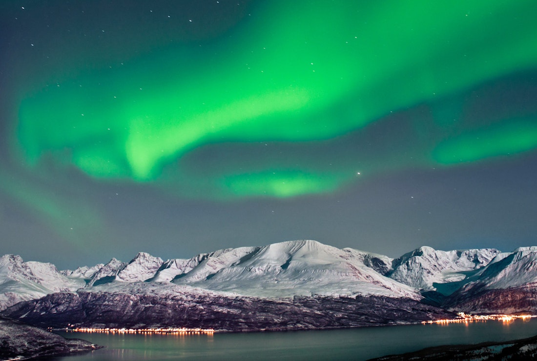 aurora over the fjords in norway