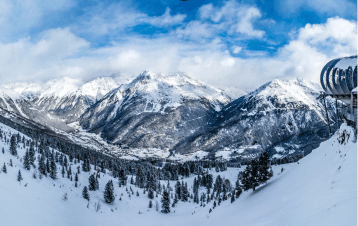 Solden ski resort valley panorama in winter