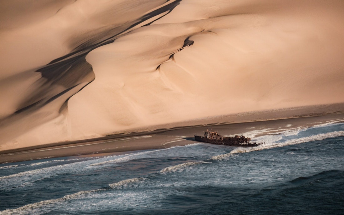 shipwreck on skeleton coast in namibia