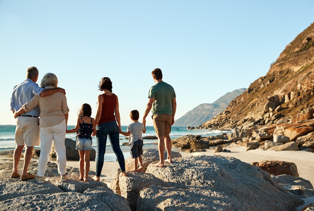 multigenerational family road trip by the beach