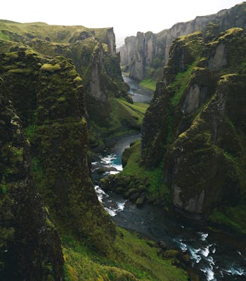 Green mountains and rivers in Iceland