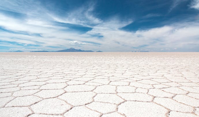 The barren landscapes of the salt flats in Bolivia, South America