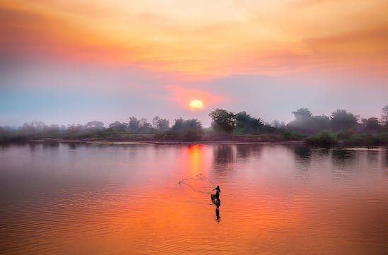 Person fishing in Laos