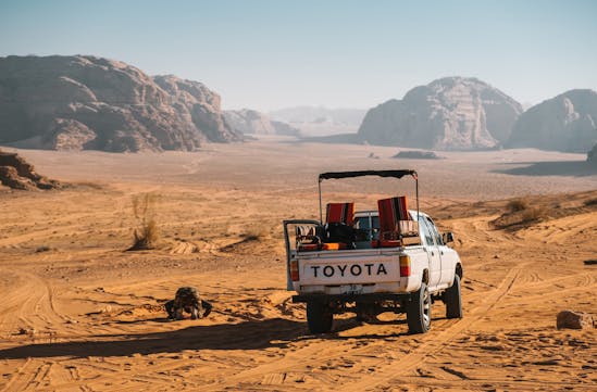 Toyota driving through Wadi Rum
