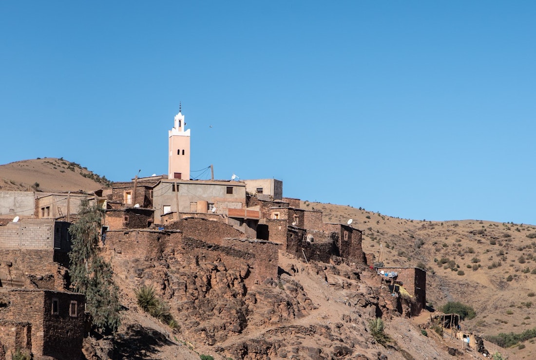 village in atlas mountains in morocco