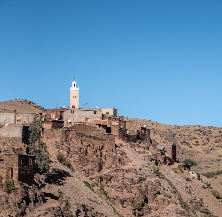 village in atlas mountains in morocco